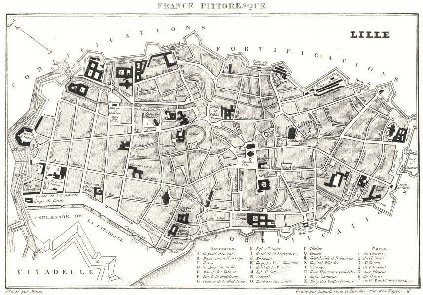 mapa de Lille, ciutat vella