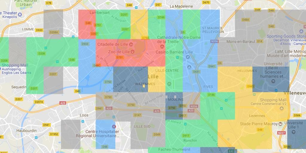 mapa de Lille barri