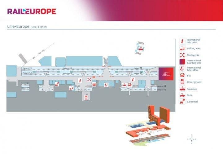 Lille europa de l'estació de tren mapa