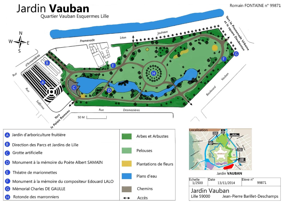 mapa de Lille sobre el jardí