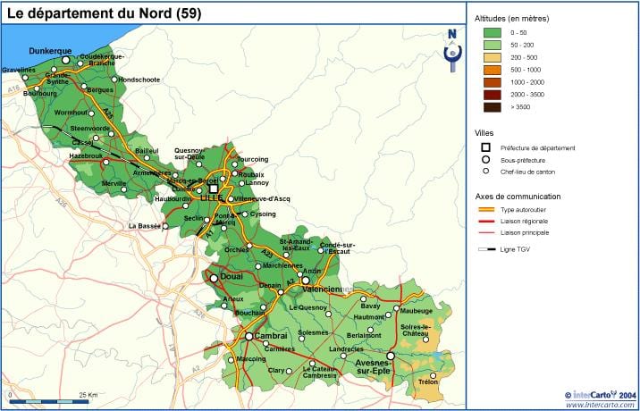 mapa topogràfic de Lille