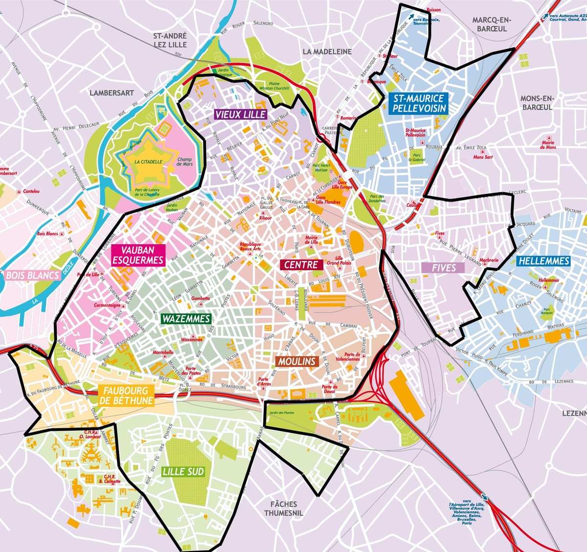 mapa de Lille suburbi